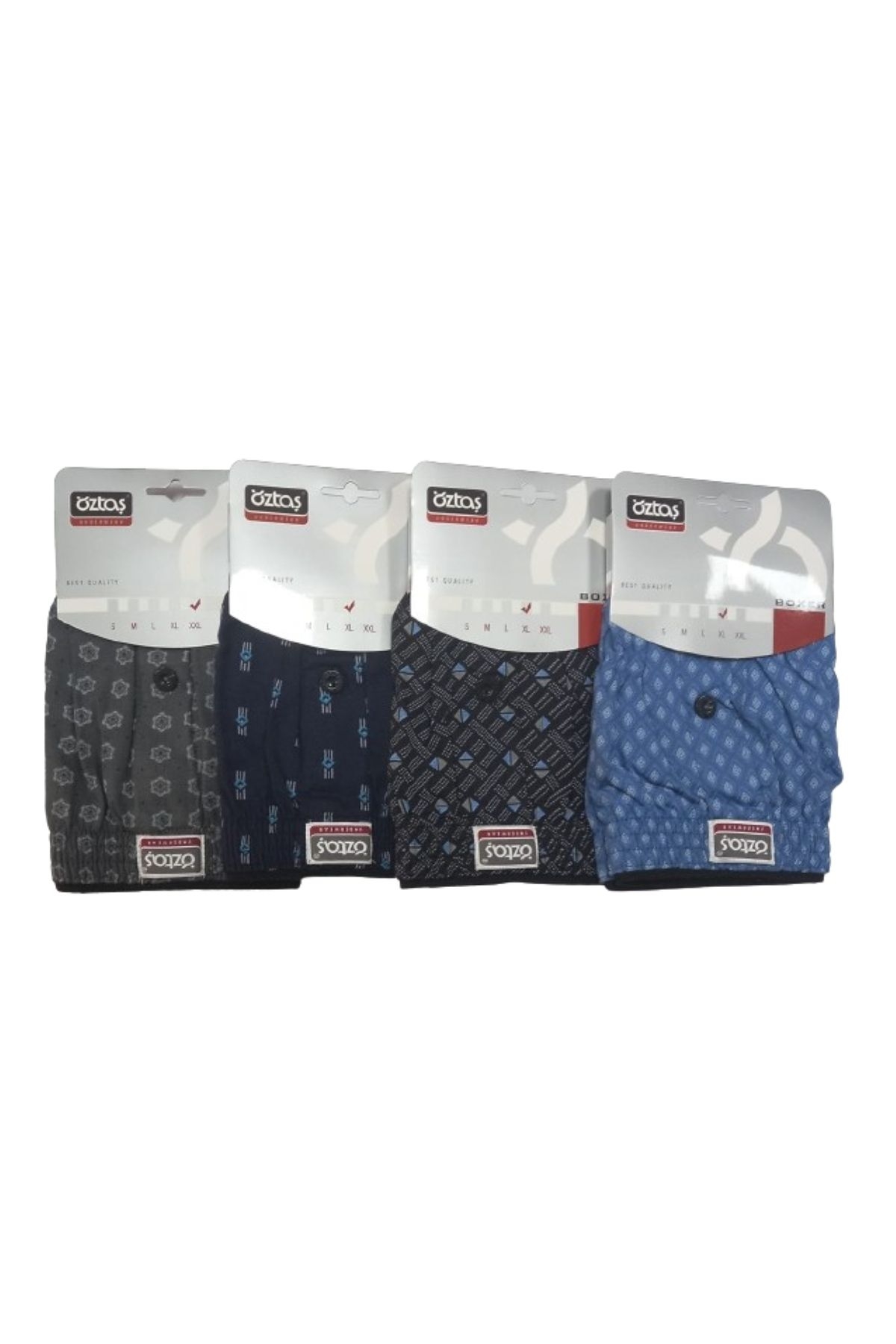 Pamuk Düğmeli Havlu Bel Desenli Erkek Boxer Öztaş 11001 - Asorti