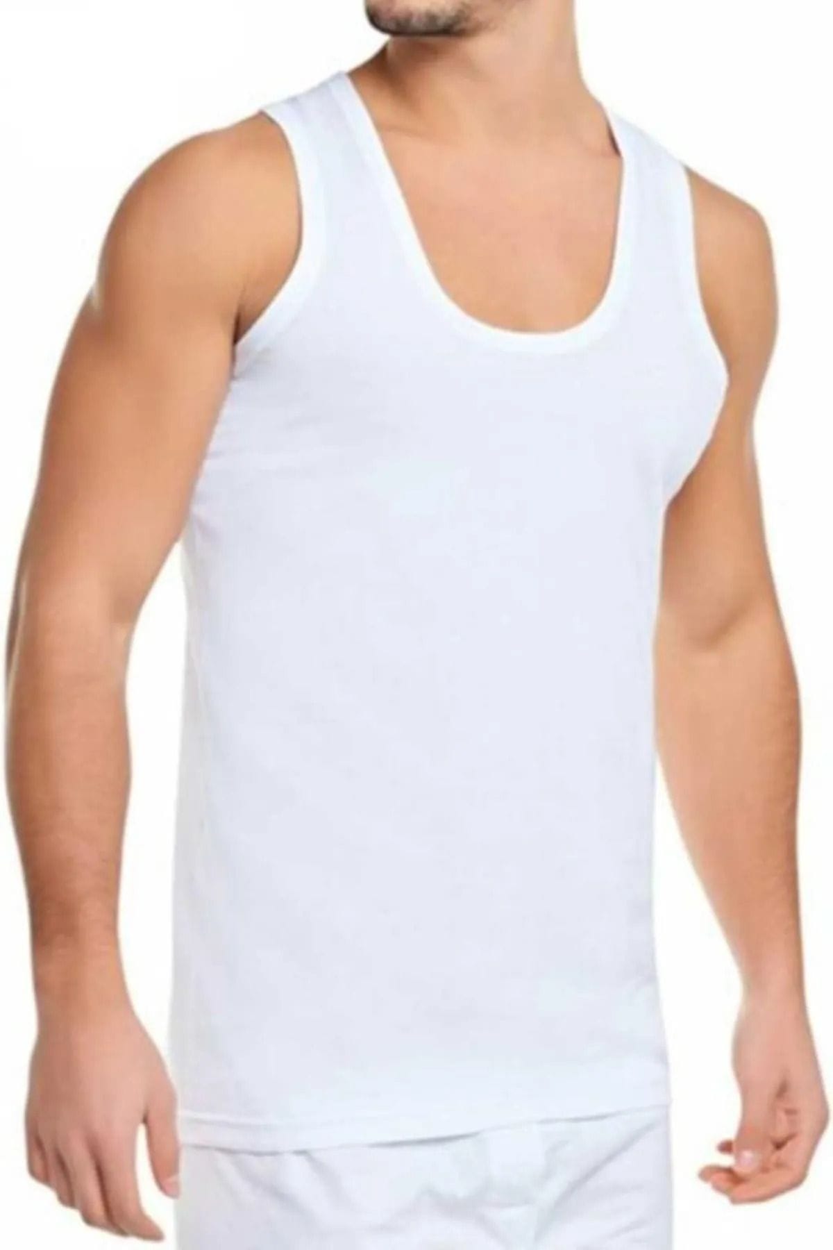 Ribana Kesim Pamuklu Atlet 6lı Paket Güryıldız 24002 - Beyaz