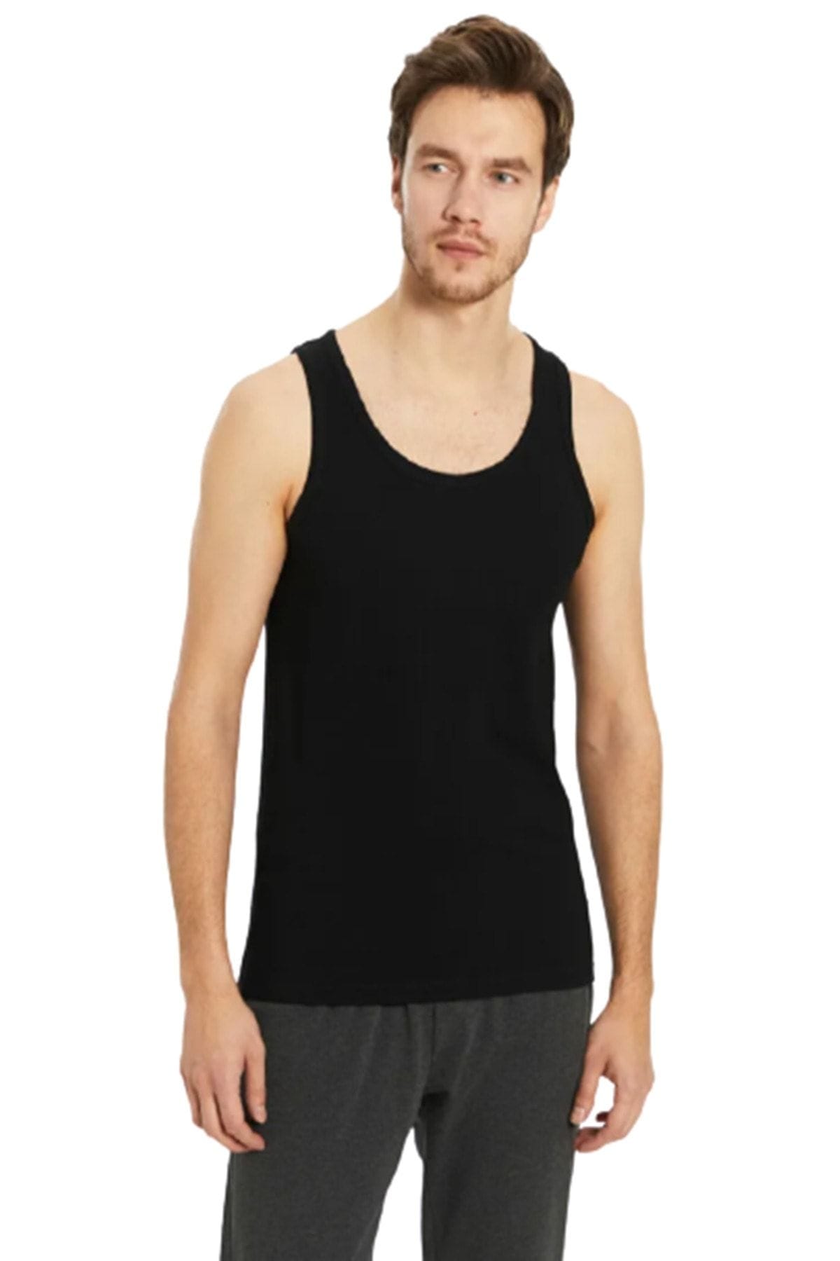 Pamuklu Ribana Askılı Atlet Güryıldız 24003 - Siyah