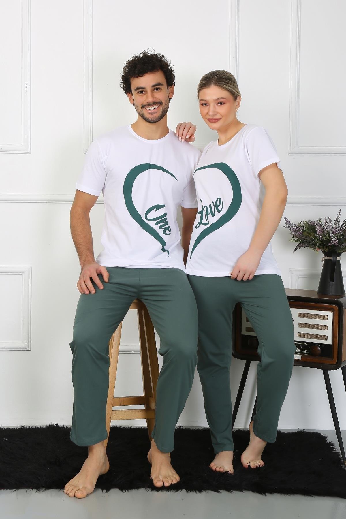 Pamuk Sevgili Kombini Erkek Pijama Takımı Beyaz Akbeniz 50127 - Beyaz