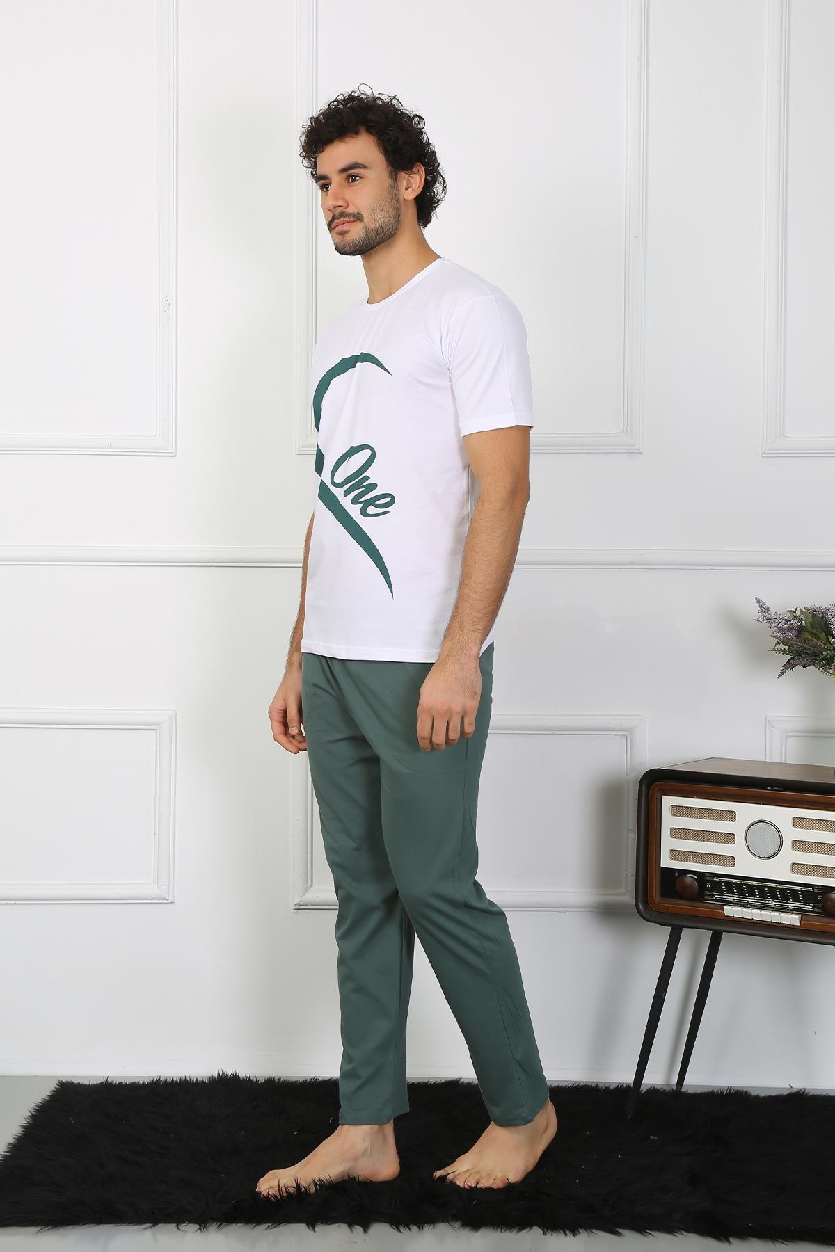 Pamuk Sevgili Kombini Erkek Pijama Takımı Beyaz Akbeniz 50127 - Beyaz