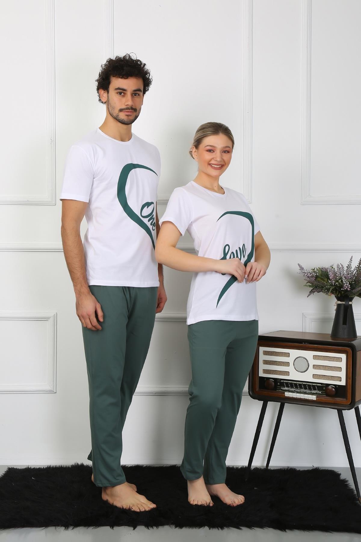 Pamuk Sevgili Kombini Erkek Pijama Takımı Beyaz Akbeniz 50127 - Beyaz