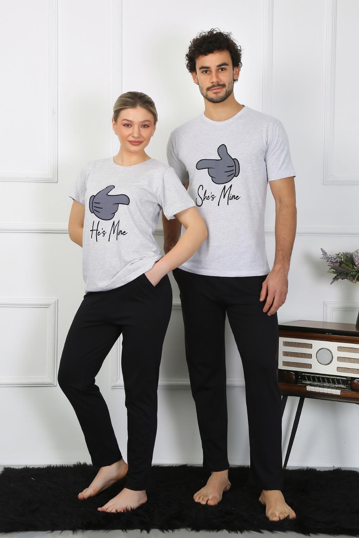 Pamuklu Sevgili Kombini Erkek Pijama Takımı Gri Akbeniz 50126  - gri erkek