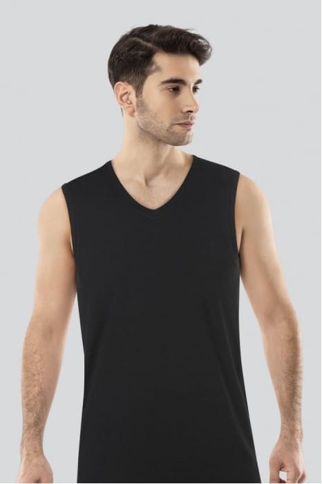 Modal V Yaka Sıfır Kol Atlet Anıt 1205 - Siyah