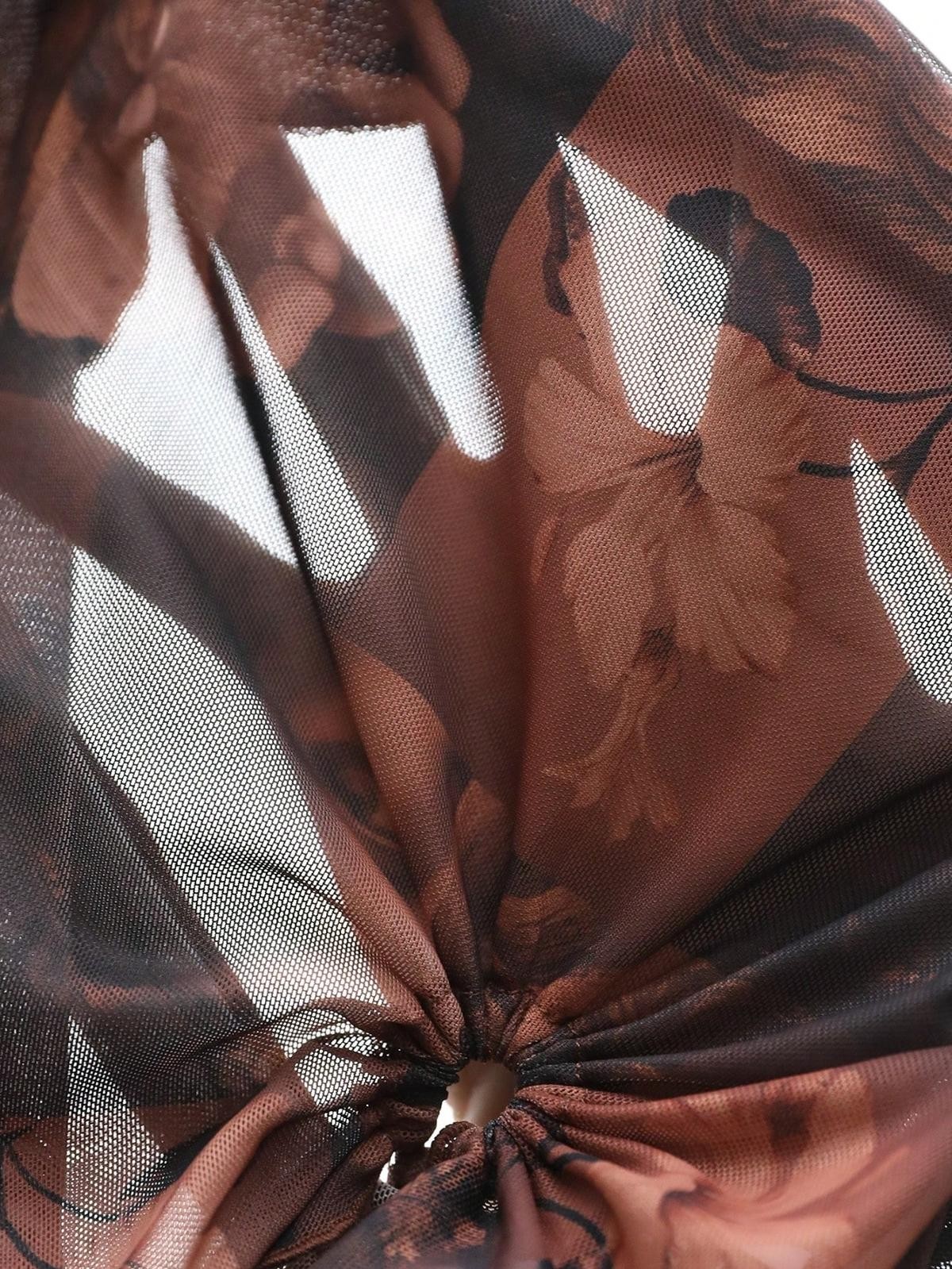 Büzgülü Straplez Jartiyer Takım Fuşya Ruselin 5097 - Kahverengi