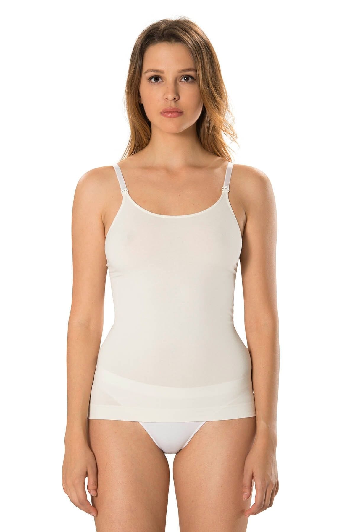 Yüksek Pamuklu Uzun Boy Kadın Atlet FormActive 1310 - Beyaz