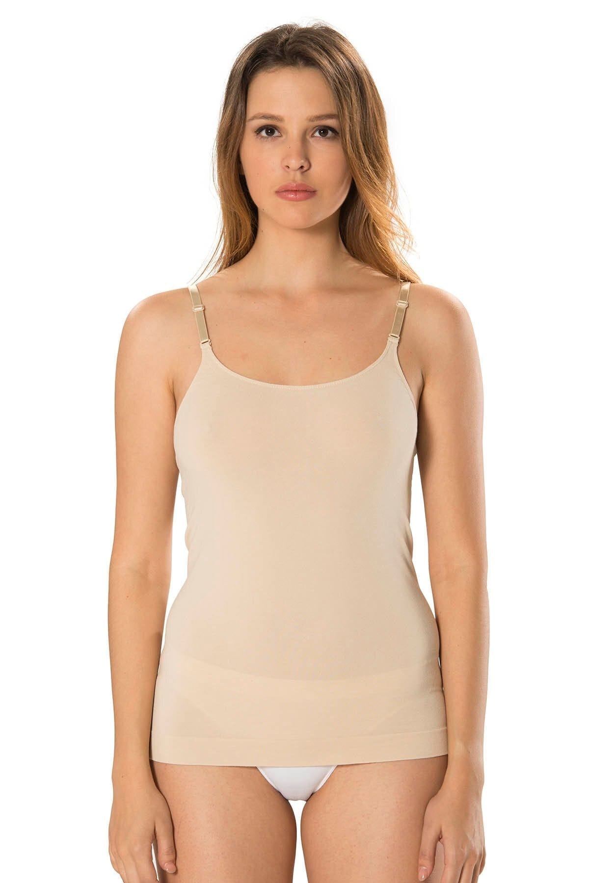 Yüksek Pamuklu Uzun Boy Kadın Atlet FormActive 1310 - Ten