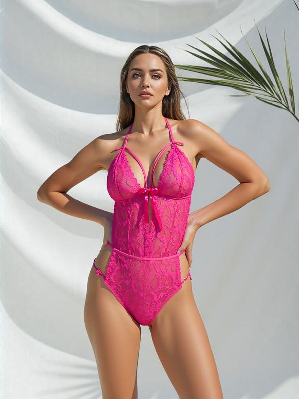 Bağcıklı Tek Parça Dantel Body Venlisa 2903 - Pembe