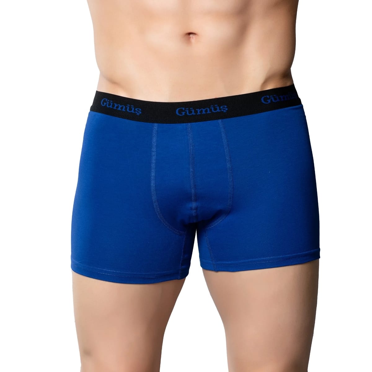 Bel Lastikli Likralı Pamuklu Erkek Boxer 3074 Gümüş 3074 - Mavi