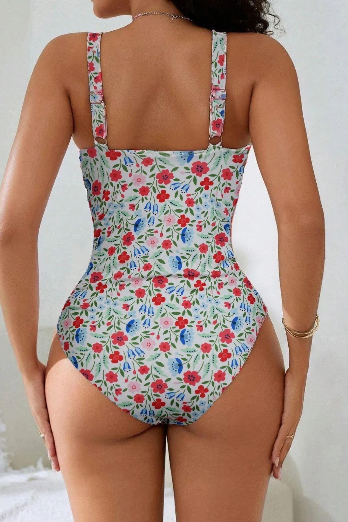 Çok Renkli Çiçek Baskılı Askılı Mayo Bella Notte M-9009 - Çok Renkli