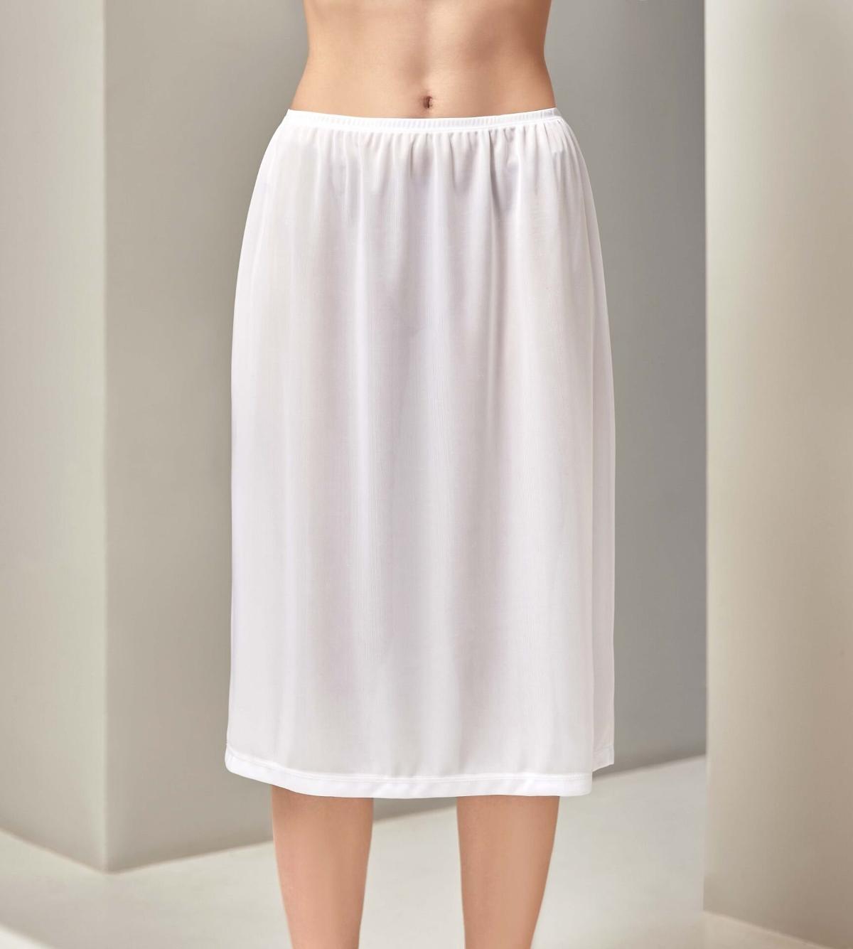 Diz Altı Jarse Kadın Jüpon Berrak 11006  - Beyaz