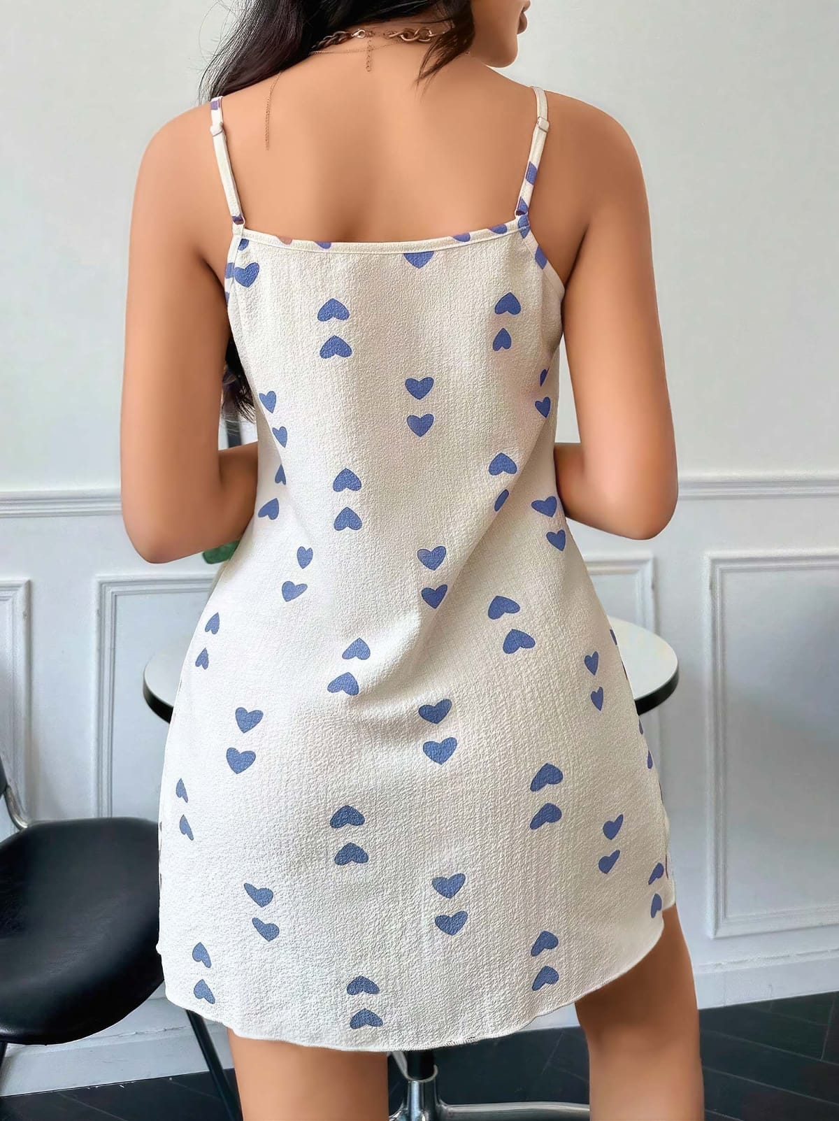 Kalp Desenli Askılı Gecelik Nefes Alan Beyaz Lily Bianca 13028 - Beyaz