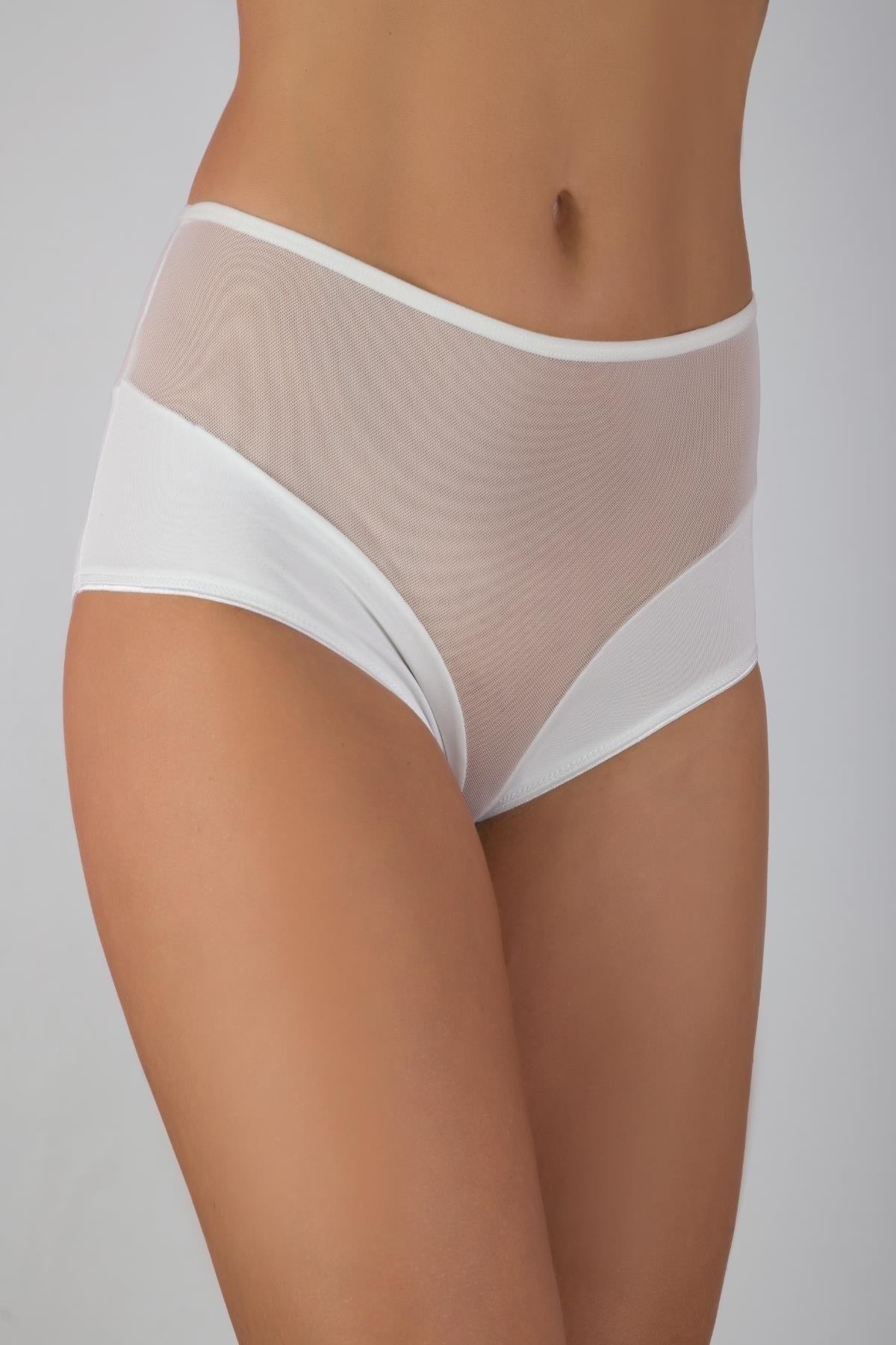 Yüksek Bel Destekli Bikini Külot G-Box 923 - Ekru