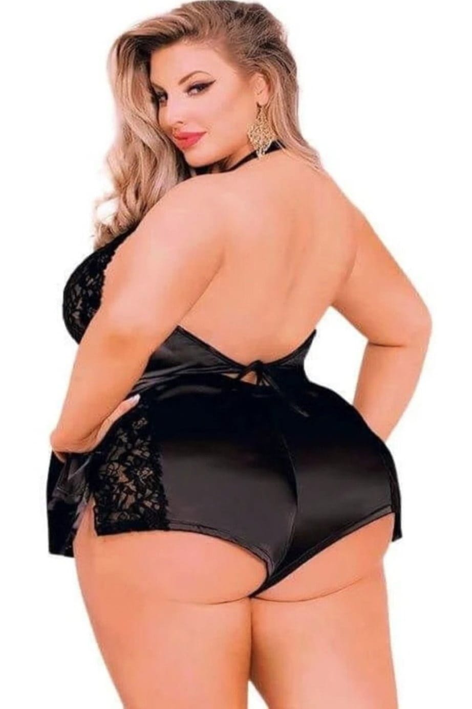 Somon Renkli Tek Parça Body Loomerie 570 - Siyah