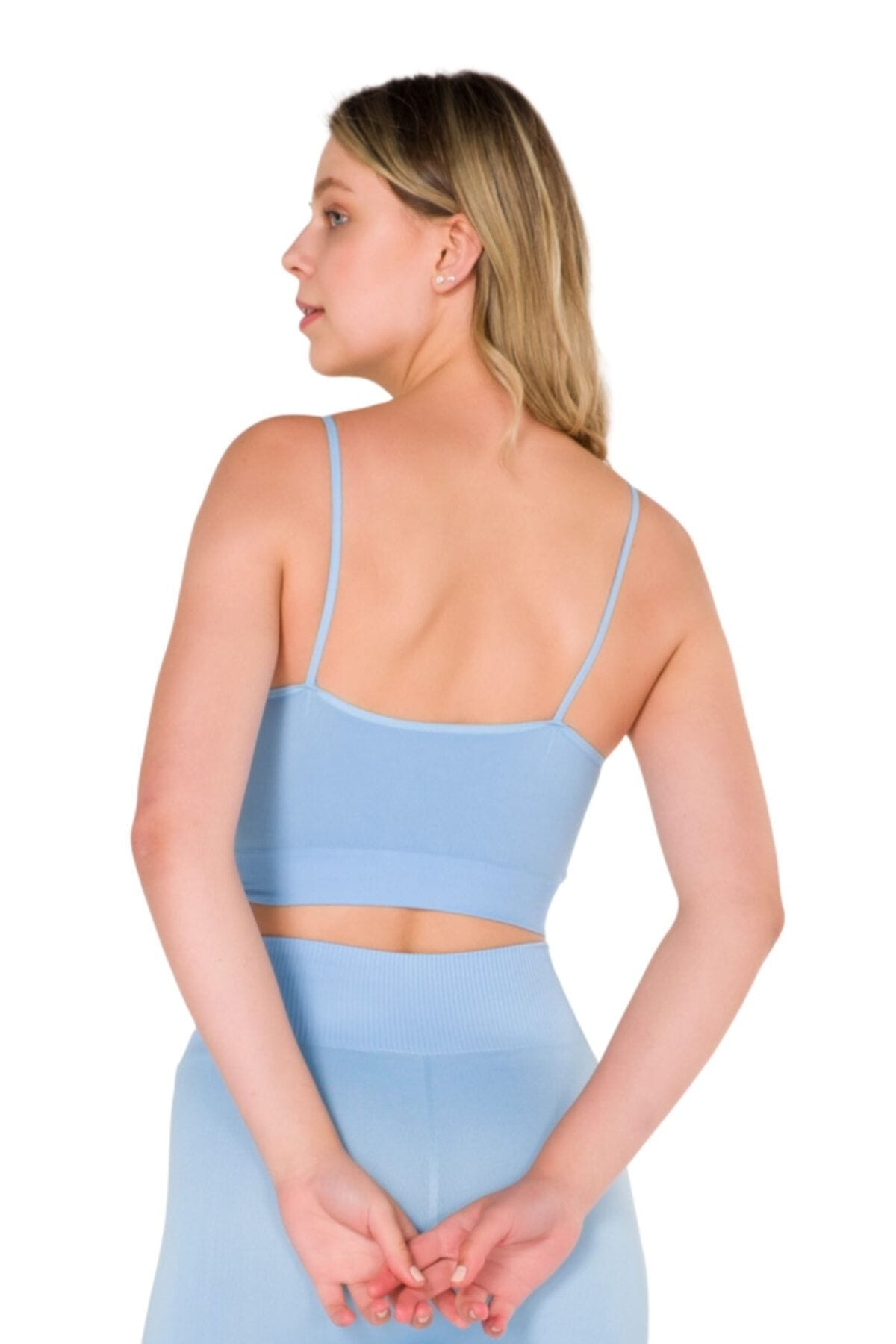 Büzgülü Dikişsiz Crop Büstiyer Jartiyer Takım FormActive 2000 - Mavi