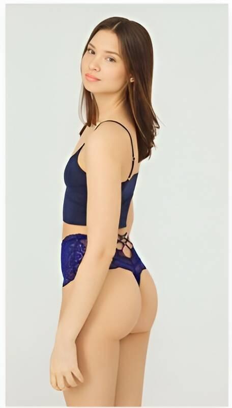Çapraz Bantlı Dantelli Yüksek Bel Tanga Venlisa 6102 - Mavi