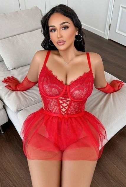 Dantel Detaylı Çapraz İpli Fantazi Body Ruselin 8008 - Kırmızı