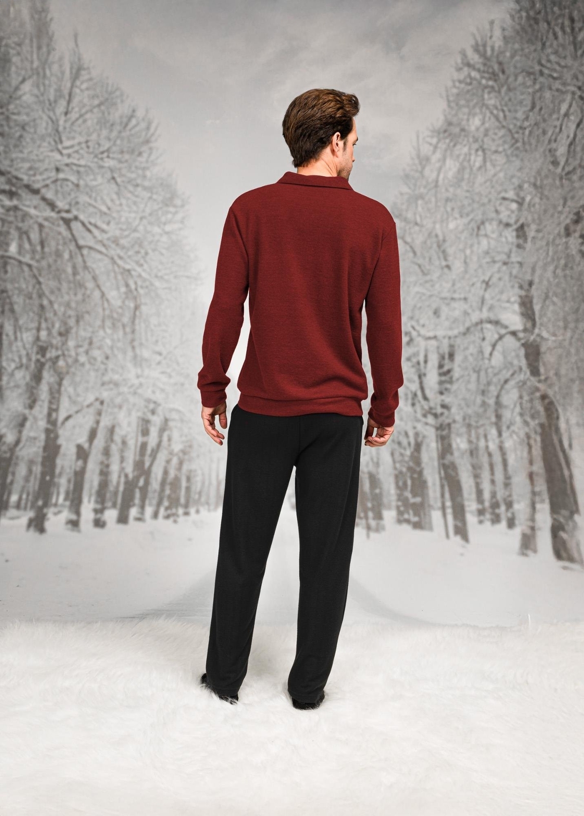 Pamuklu Uzun Kollu Erkek Pijama Takımı Doreanse 26K4590 - Bordo