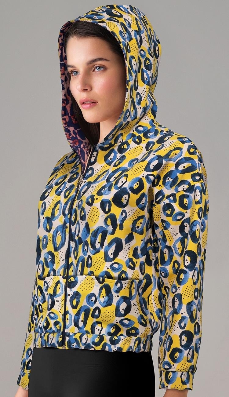 Doreanse Çift Taraflı Kapüşonlu Desenli Kadın Mont Mor Doreanse 4331 - Görsel 2