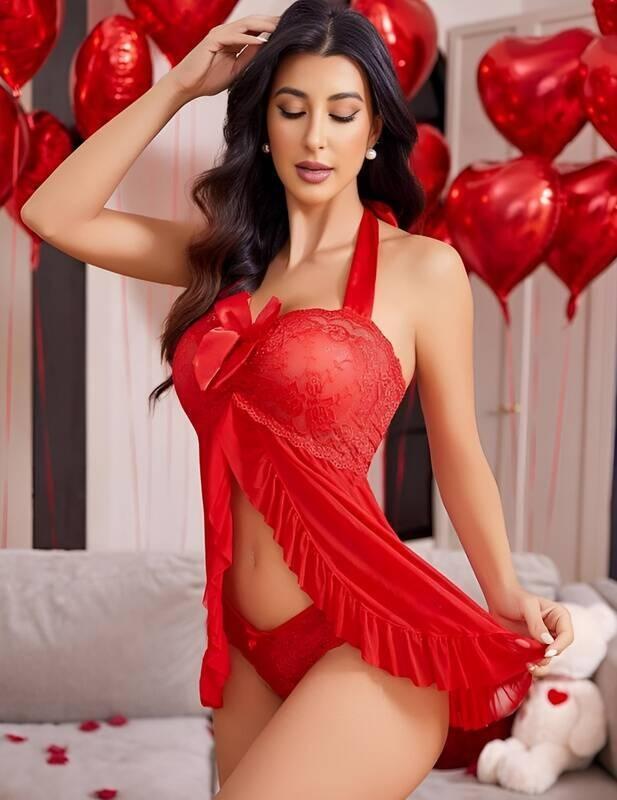 Fırfırlı Kurdelalı Tek Parça Body Venlisa 2205 - Kırmızı