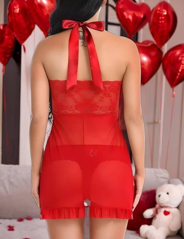 Fırfırlı Kurdelalı Tek Parça Body Venlisa 2205 - Kırmızı