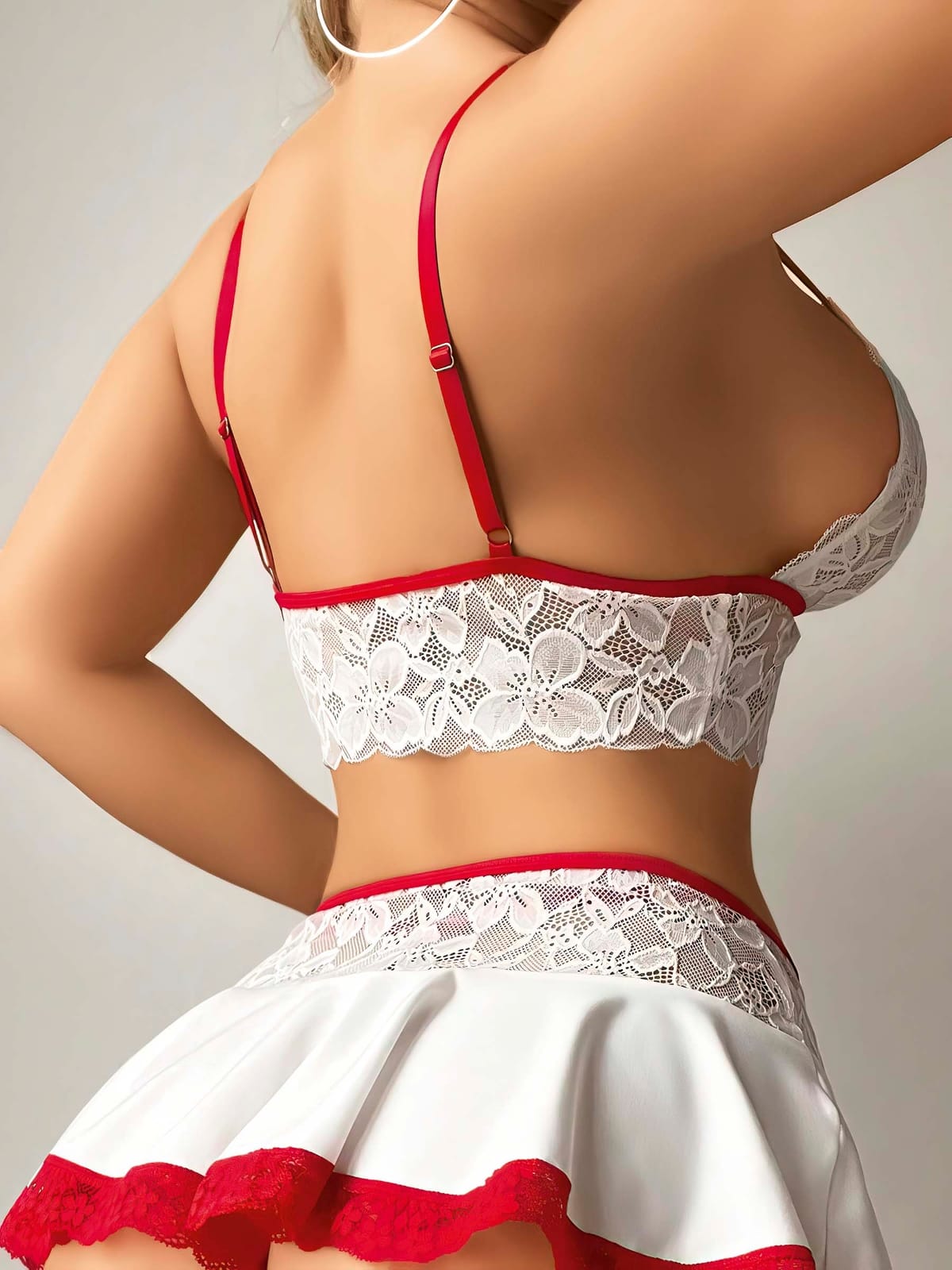 Dantelli Tek Parça Body Beyaz Jesica Bella 00145 - Beyaz