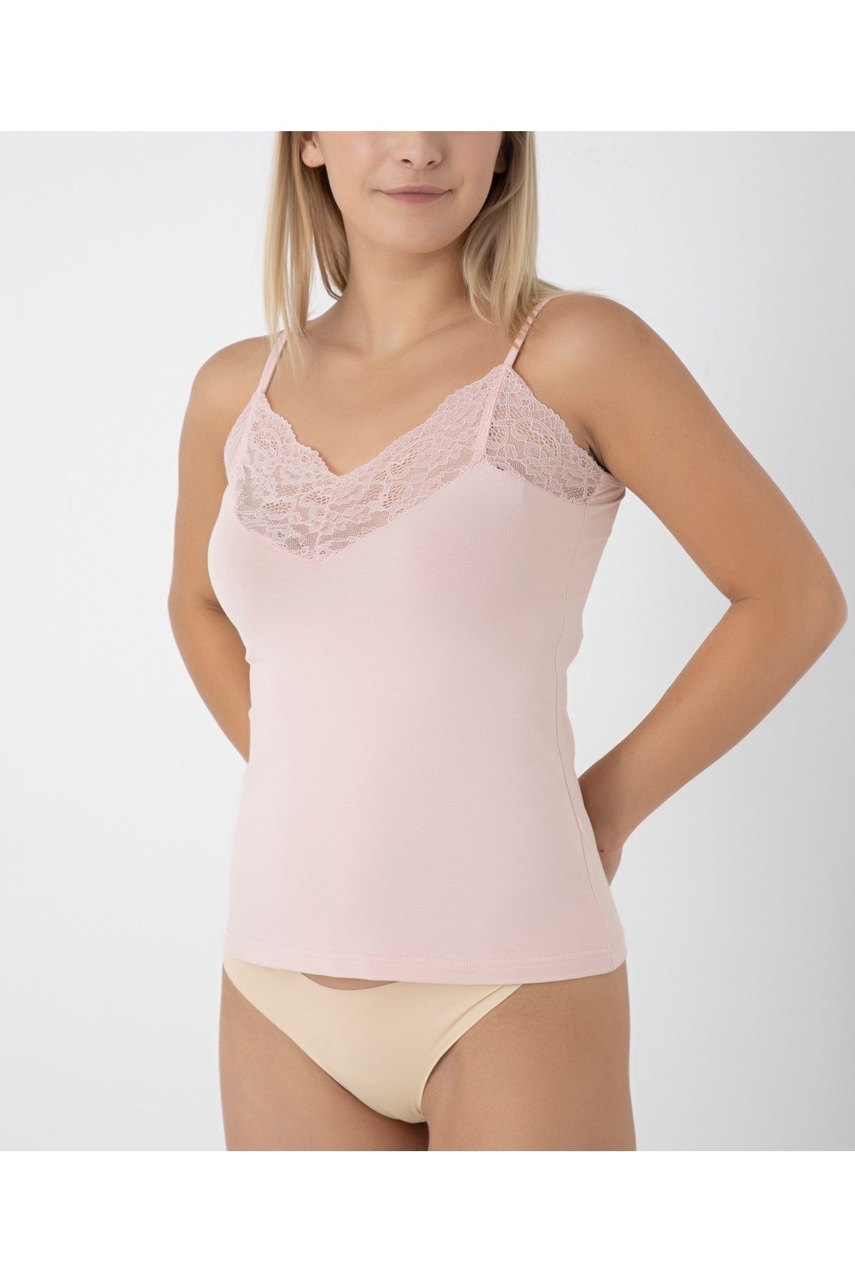 Confeo Dantelli İp Askılı Pamuklu Kadın Atlet Confeo 801 - Görsel 6