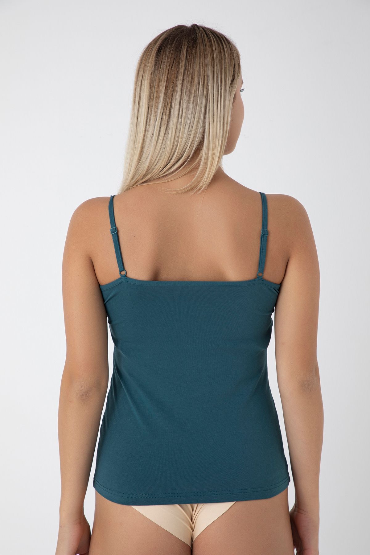 Dantelli İp Askılı Pamuklu Kadın Atlet Confeo 801 - Yeşil