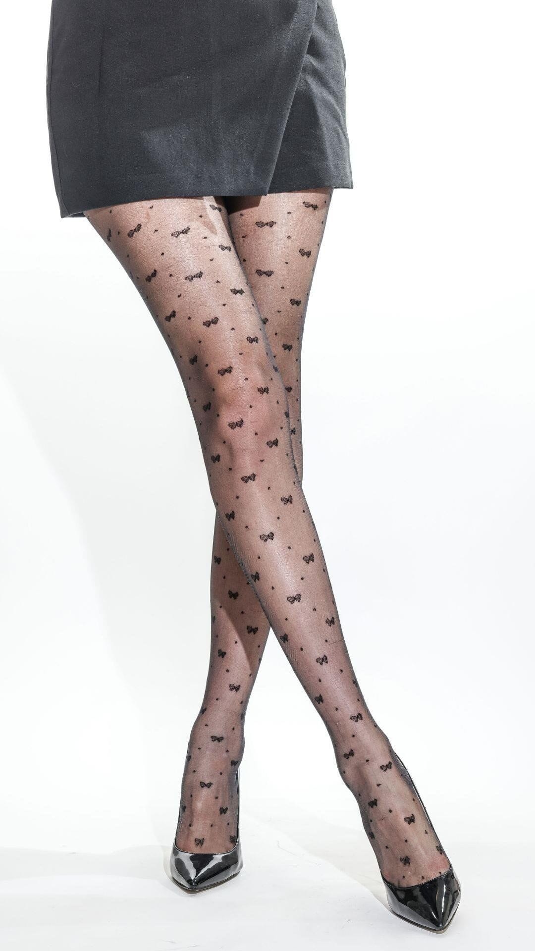 Fiyonk Desenli Daymod Külotlu Çorap Mor Somon Daymod 1121202 - Siyah