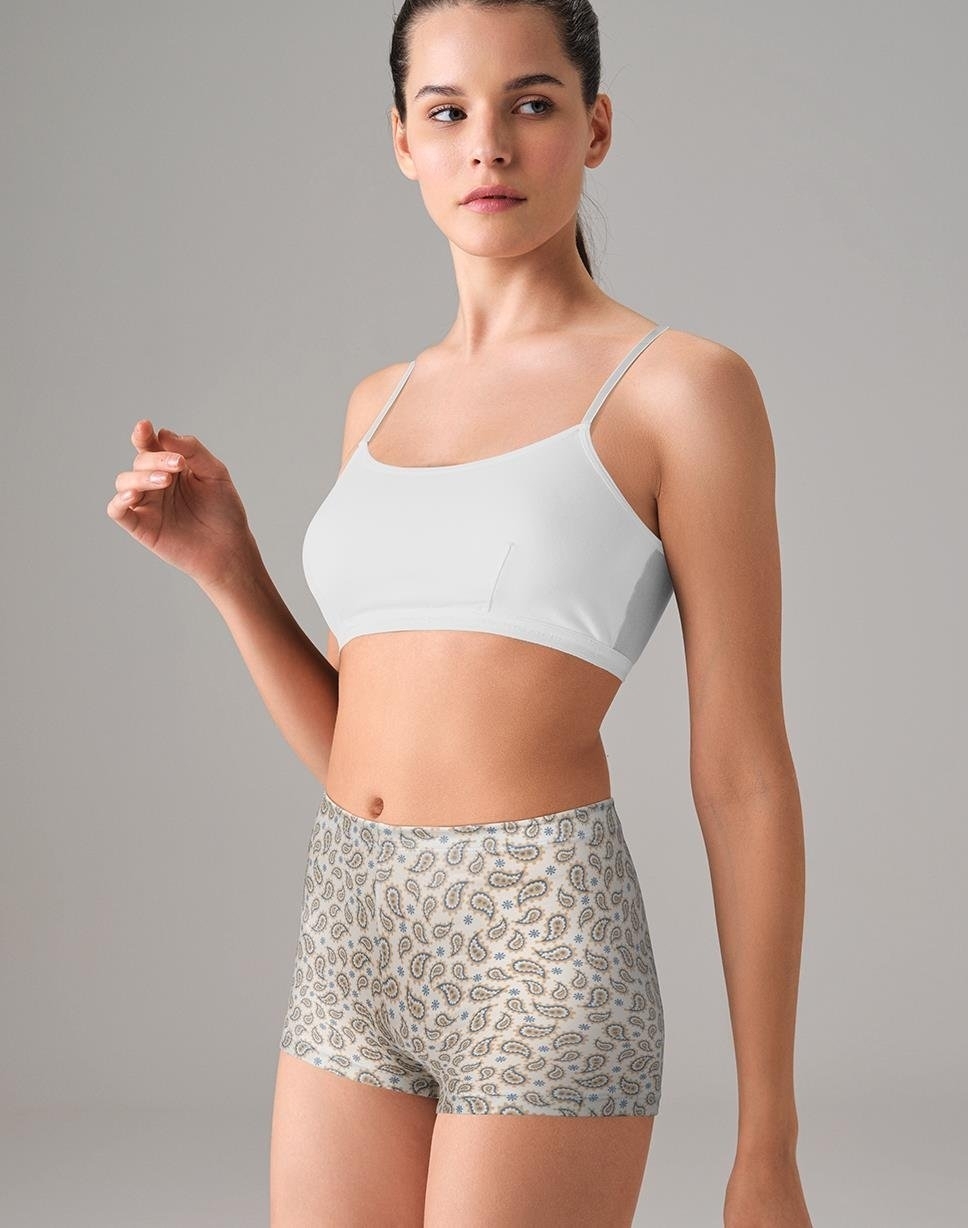 Yüksek Bel Esnek Boxer Şort Doreanse 8112 - Bej