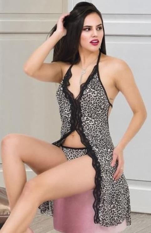 Desenli Siyah Dantel Body İzabel 1007 - Siyah