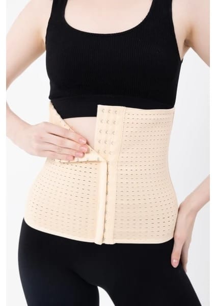 Dikişsiz Balenli Bel Korse Siyah Form Angel 5070 - Ten