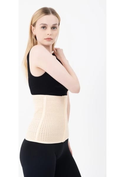 Dikişsiz Balenli Bel Korse Siyah Form Angel 5070 - Ten