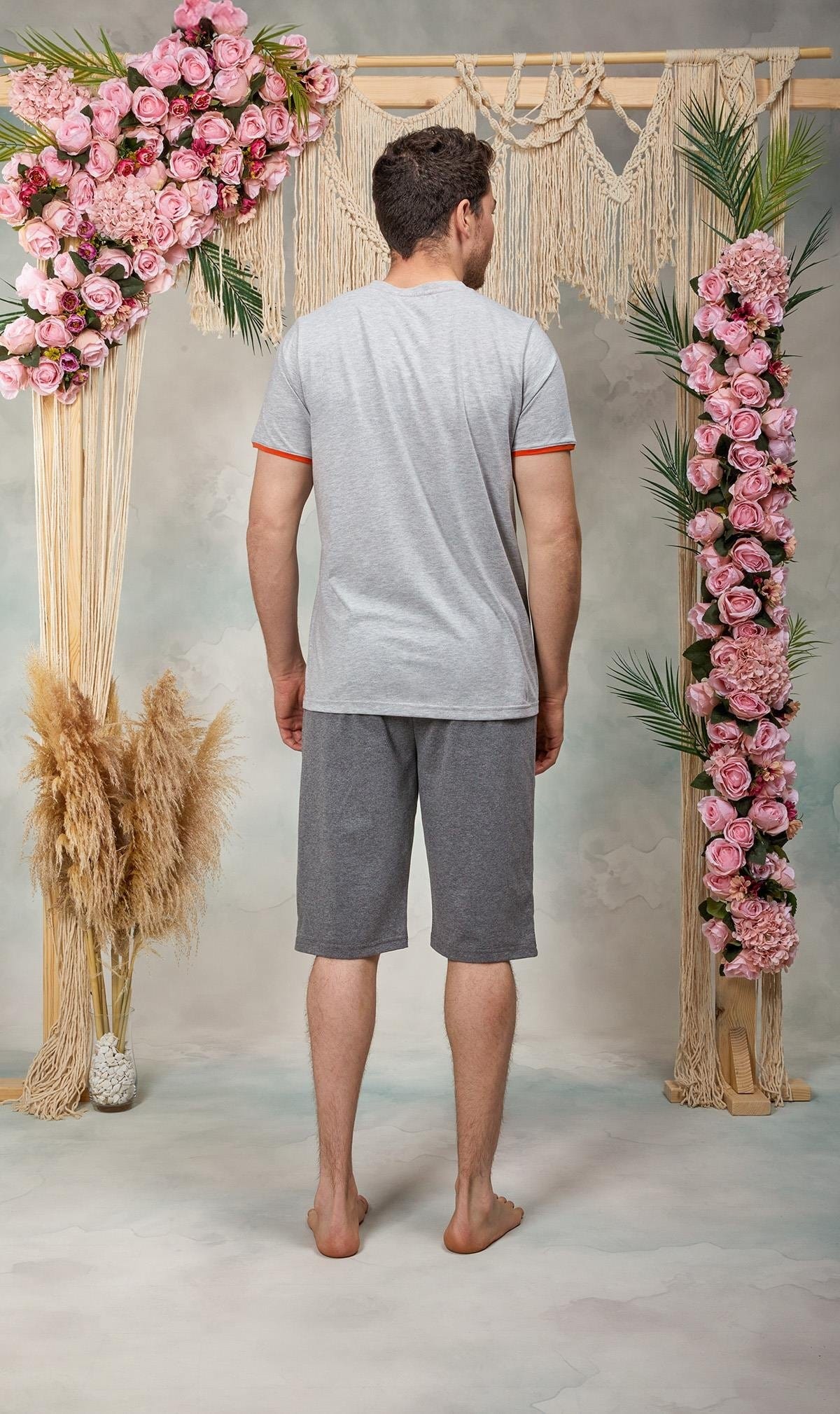 Şortlu Düğme Yaka Pijama Takımı Doreanse 25Y4567 - Gri