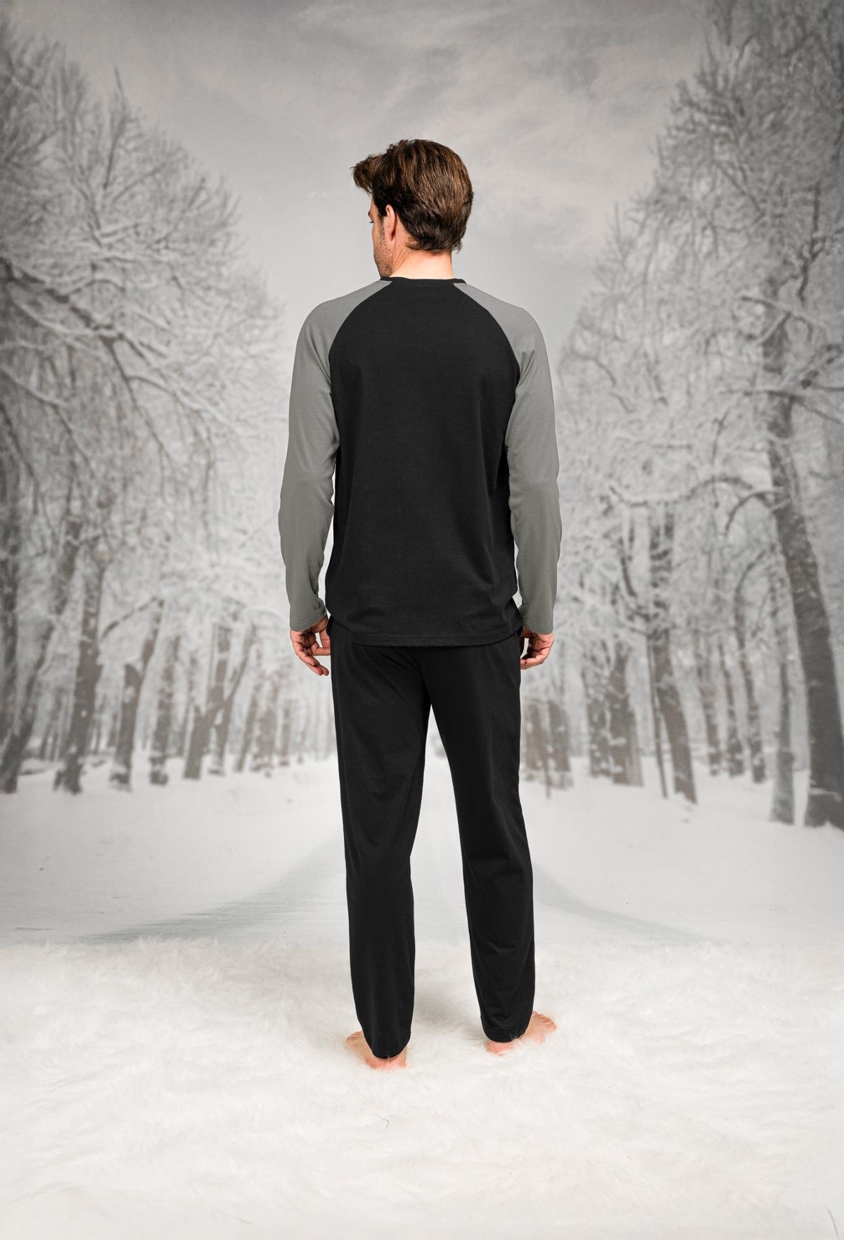 Düğmeli Cepli Yuvarlak Yaka Erkek Pijama Takımı Doreanse 26K4609 - Siyah