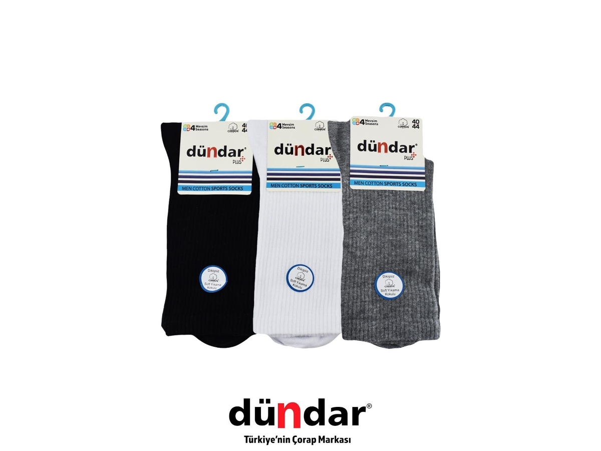 Koku Önleyici Dikişsiz Spor Çorap 12'li Dündar 4230 - Asorti