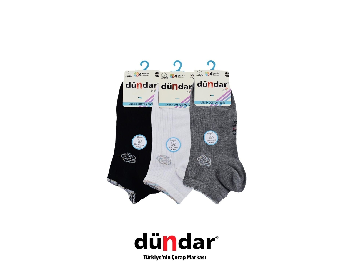 Dikişsiz Yapı Mor Kadın Patik Çorap Dündar 4308 - Asorti