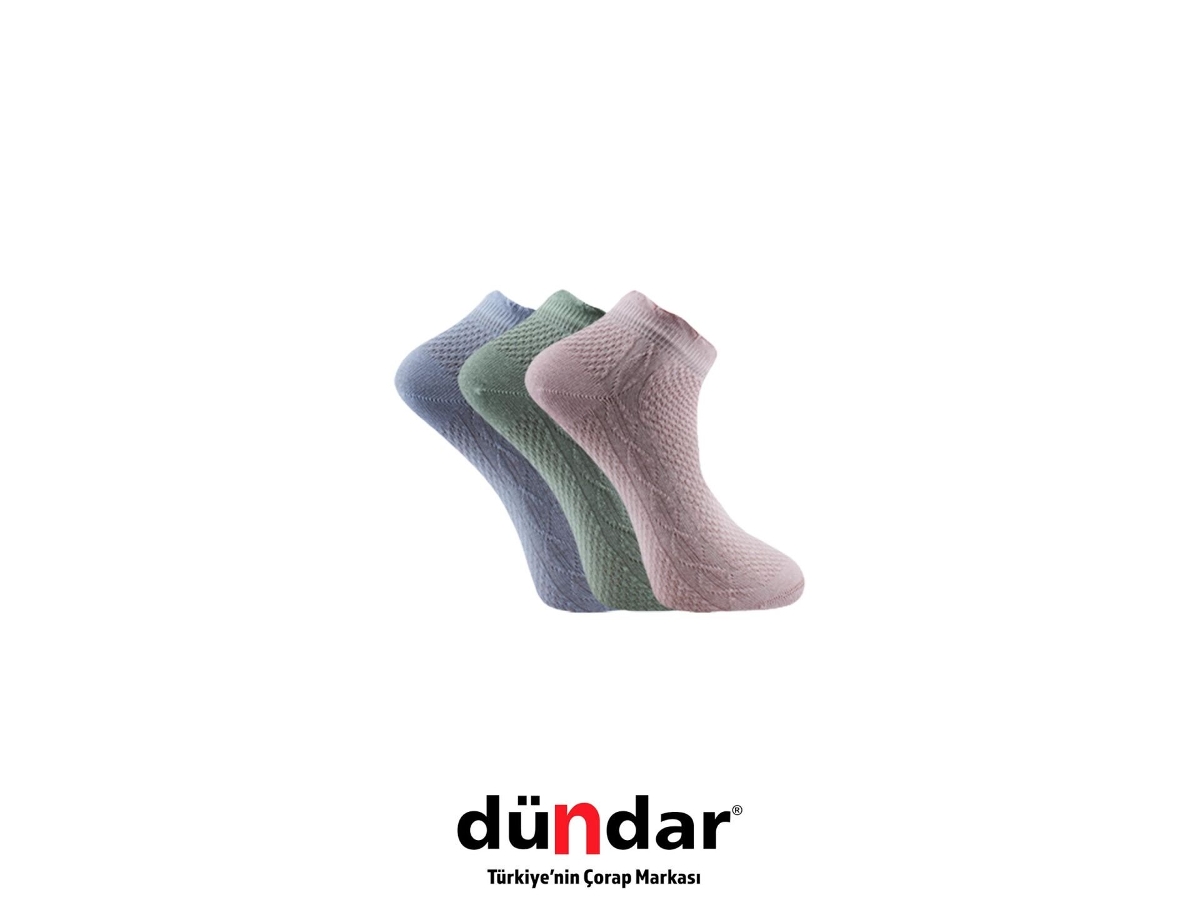 Yıkamalı Dikişsiz Kadın Patik Çorap Mor Dündar 4308-20 - Asorti