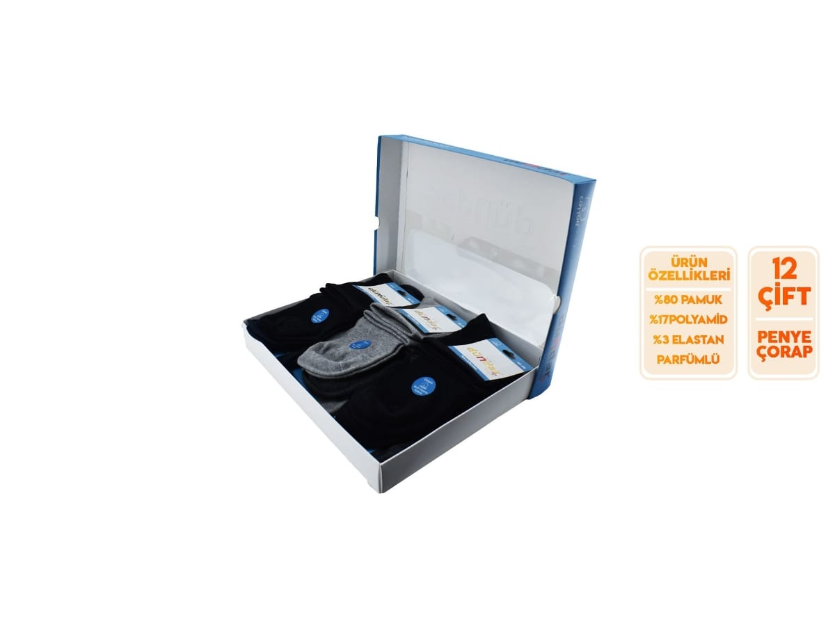 Dikişsiz Pamuklu Yarım Konç Patik Çorap Seti Dündar 6890 - Asorti