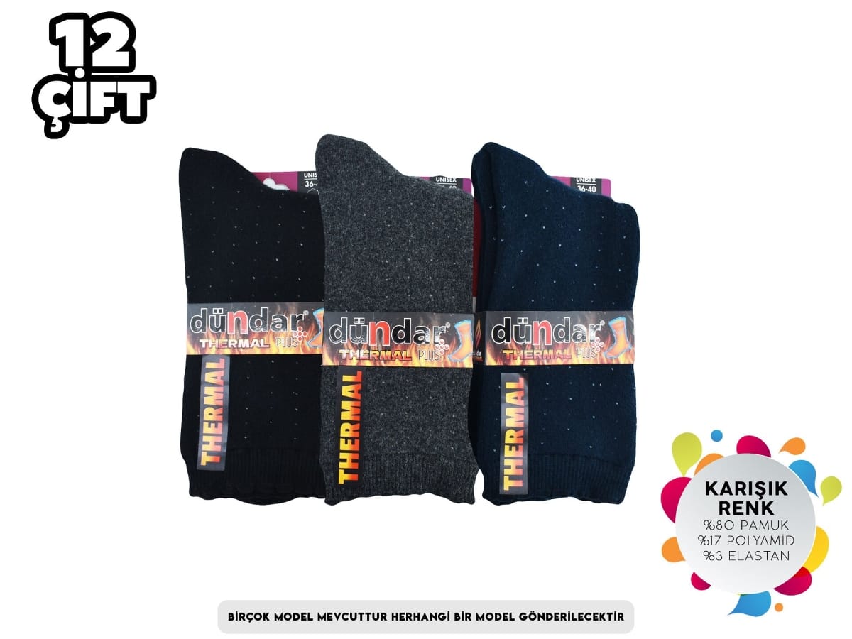 Termal Dikişsiz Mor Kadın Havlu Çorap Dündar 5930 - AçıkRenk Asorti