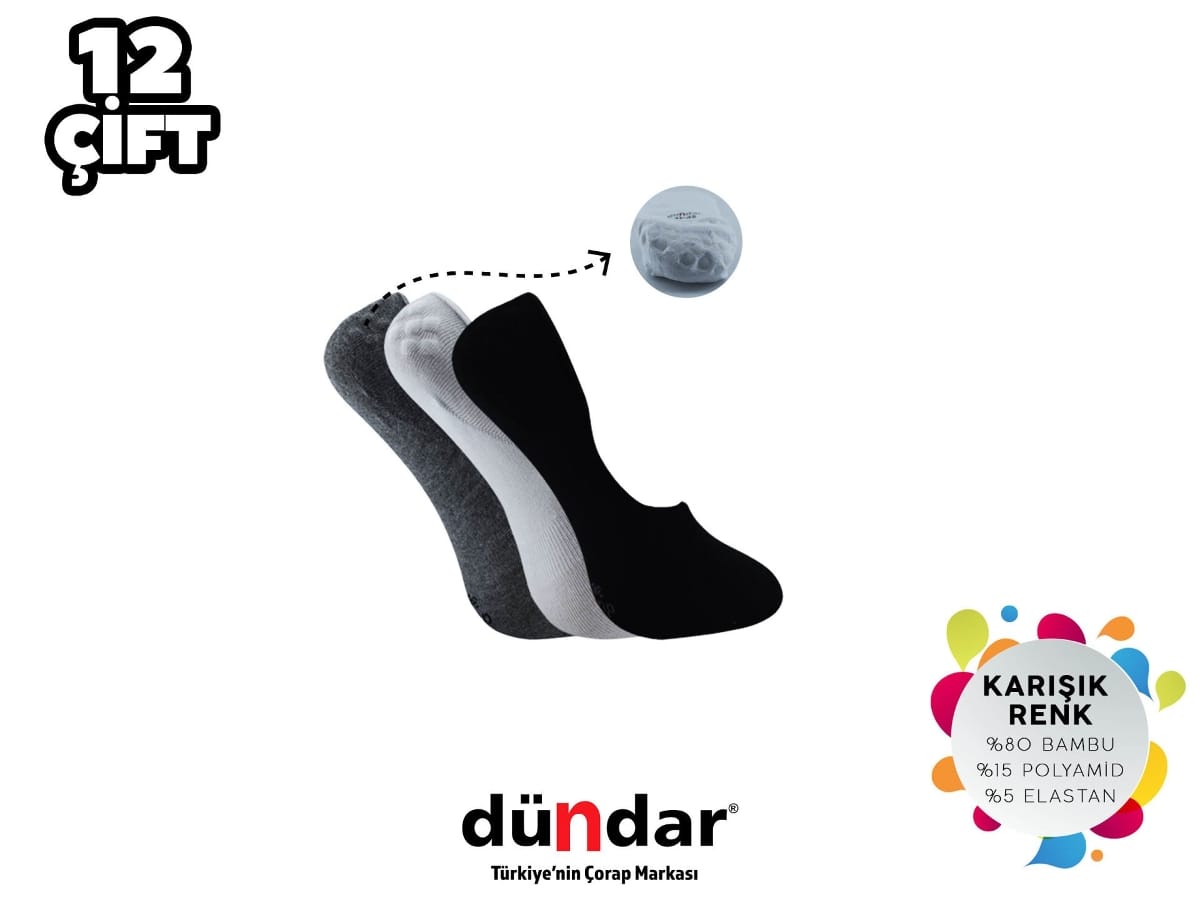 Modal Dikişsiz Yıkamalı Kokulu Bayan Likralı Babet Çorap Dündar 6913 - Asorti