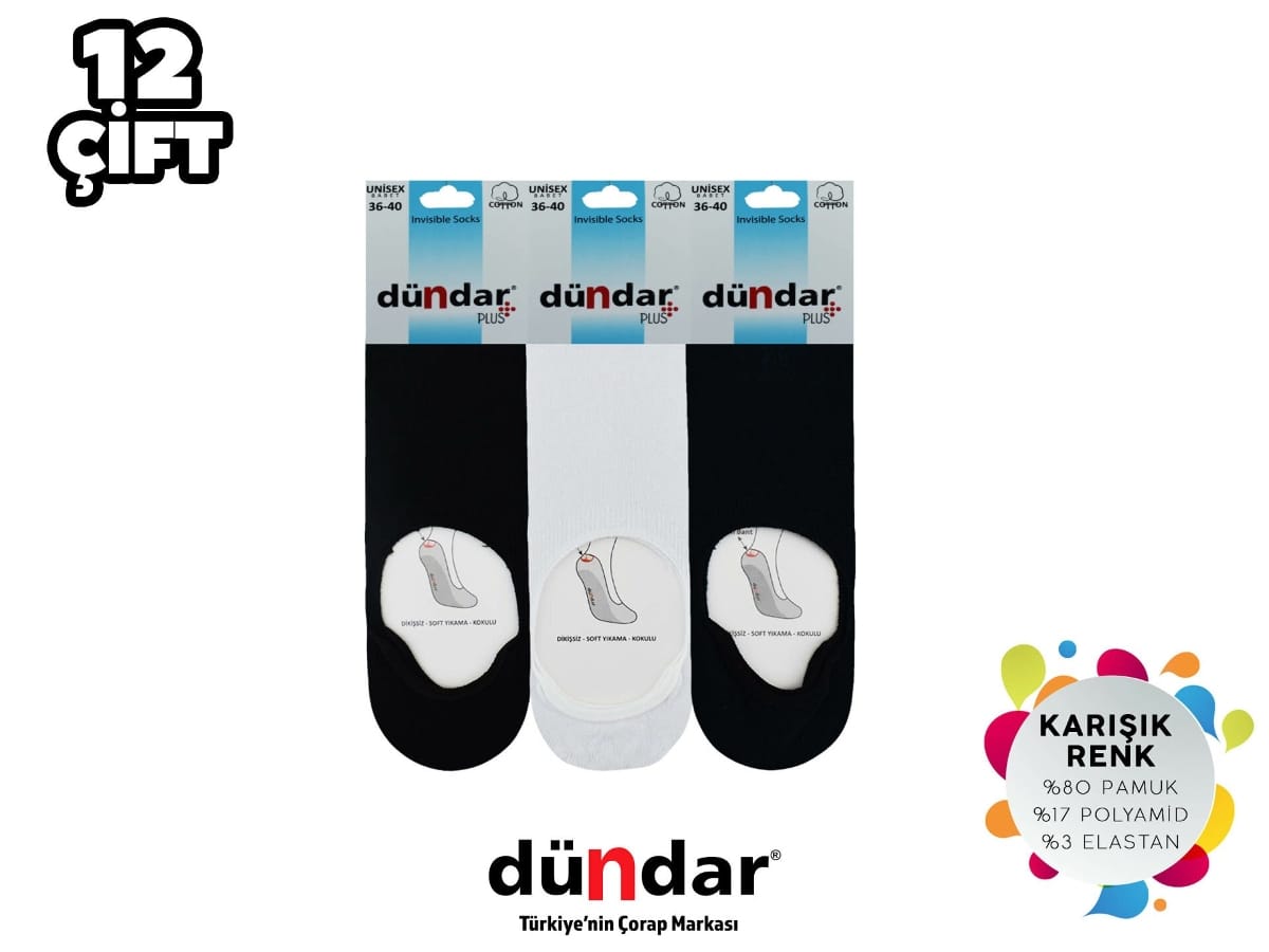 Kokulu Dikişsiz Yıkamalı Likralı Kadın Babet Çorap Dündar 8214 - Siyah