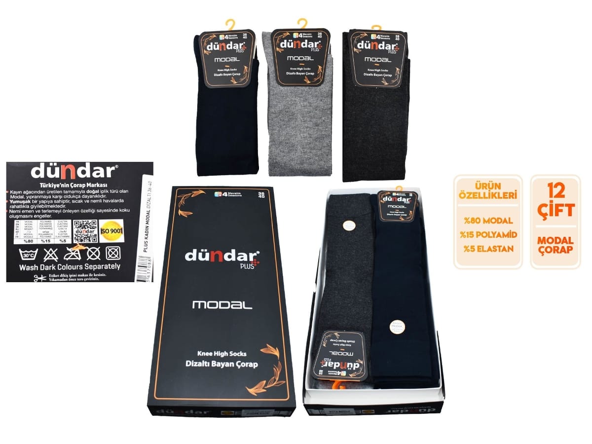 Dündar Çorap Dikişsiz Yıkamalı Kokulu Kadın Modal Dizaltı Çorap Dündar 7088