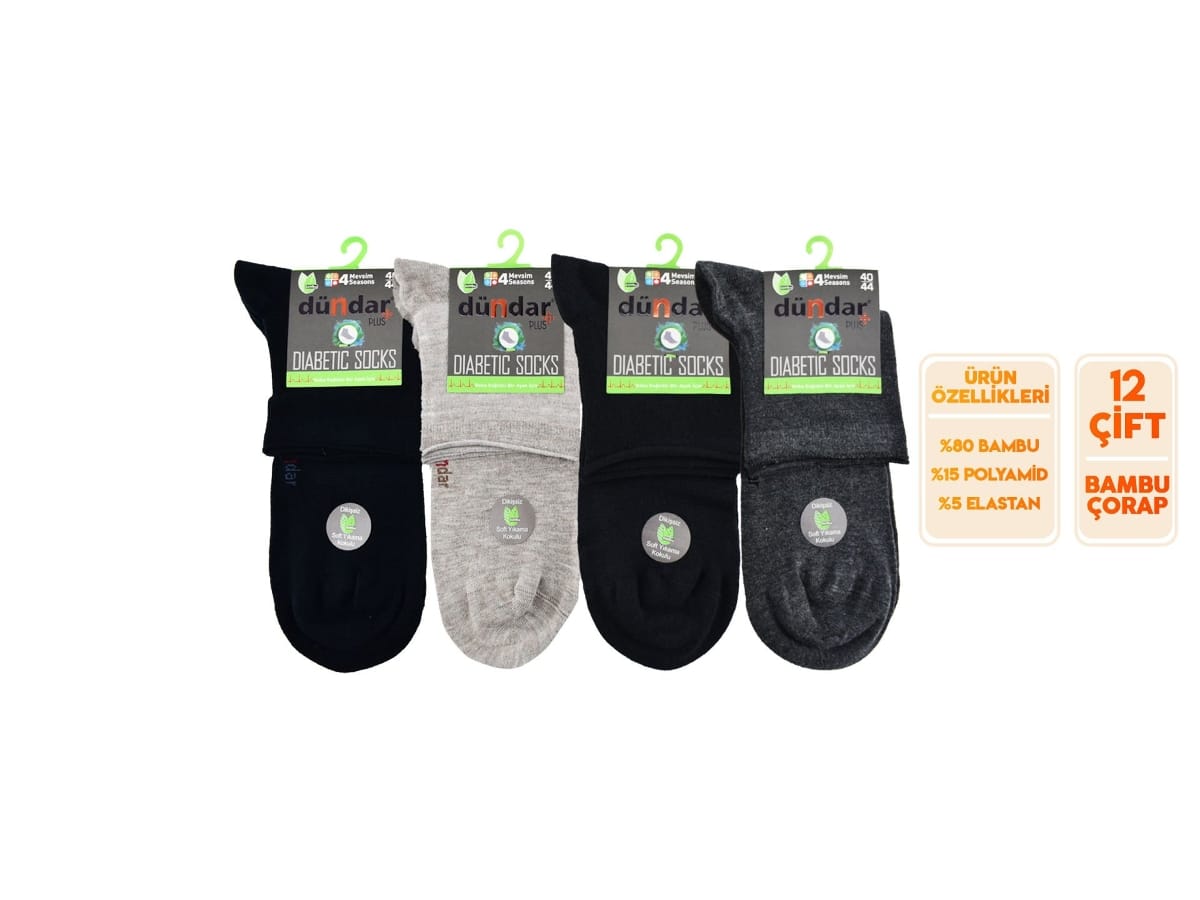 Dikişsiz Antibakteriyel Bambu Yarım Konç Patik Çorap Dündar 5985 - Düz Asorti