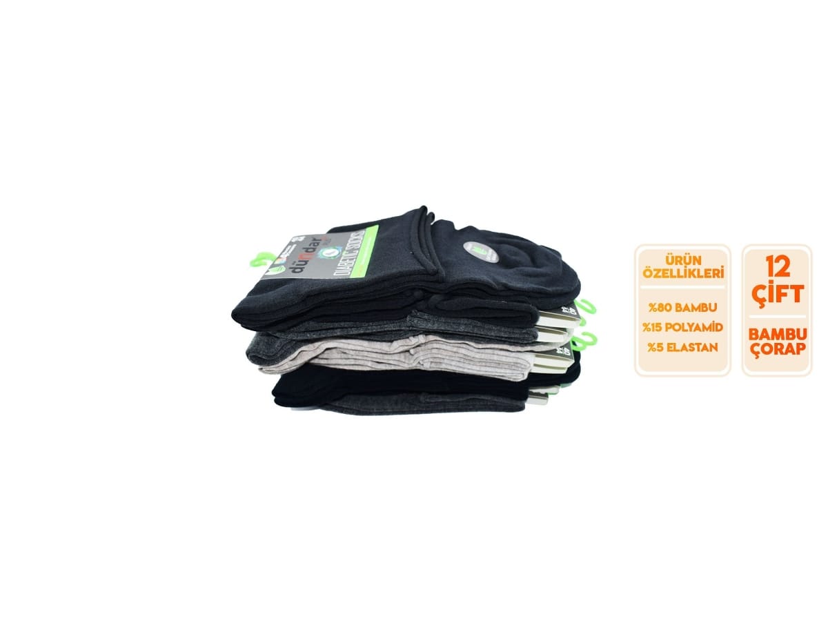 Dikişsiz Antibakteriyel Bambu Yarım Konç Patik Çorap Dündar 5985 - Düz Asorti