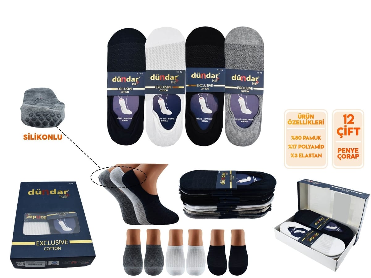 Dikişsiz Antibakteriyel Desenli Erkek Çorap Seti Dündar 6906 - Asorti