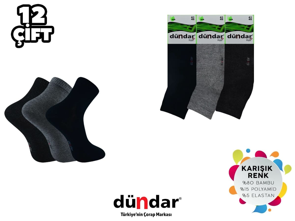 Dikişsiz Yarım Konç Pamuklu Erkek Patik Çorap Dündar 4131 - Asorti