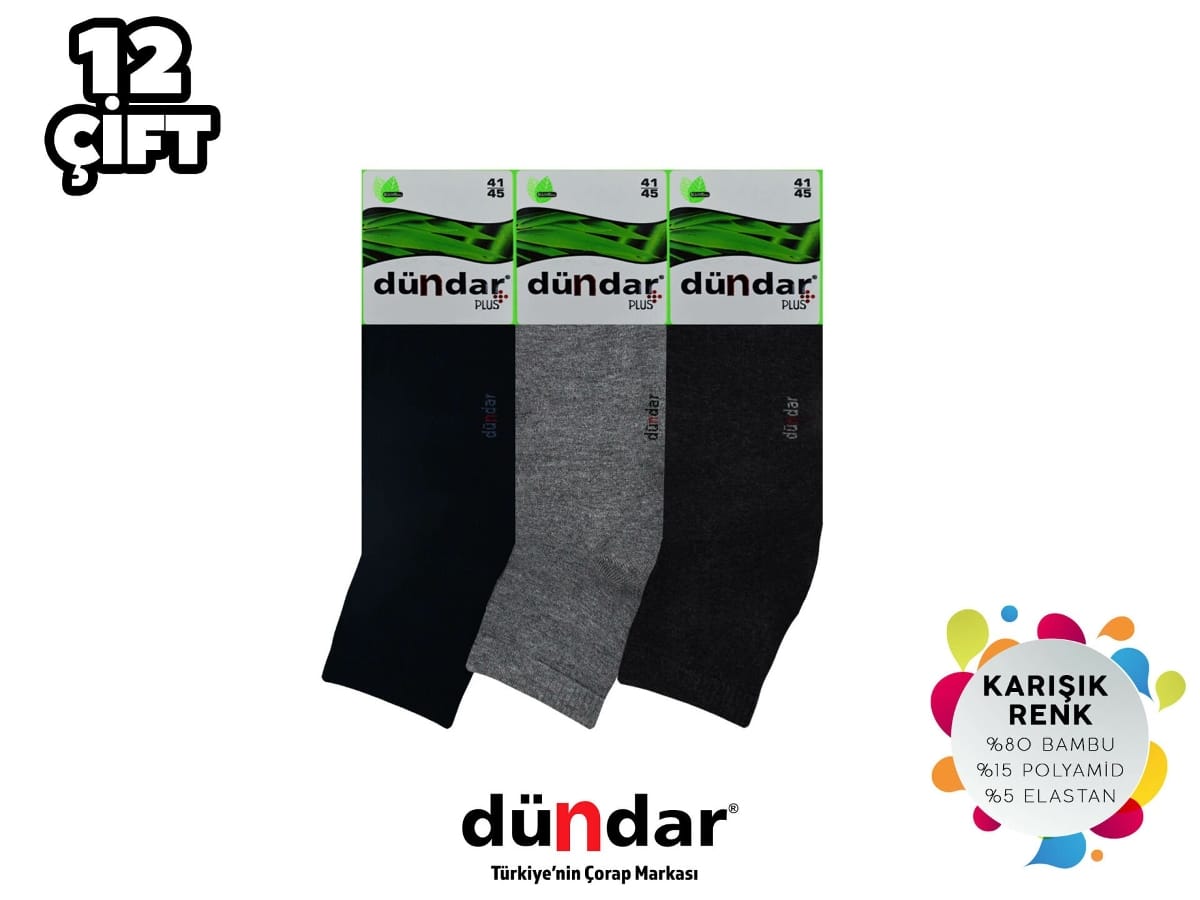 Dikişsiz Yarım Konç Pamuklu Erkek Patik Çorap Dündar 4131 - Asorti