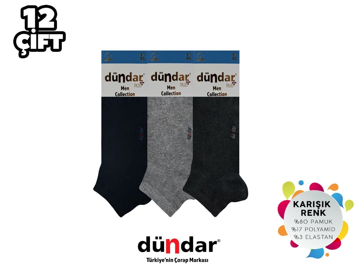 Dikişsiz Yapı ve Pamuklu Erkek Patik Çorap Dündar 0300 - Asorti