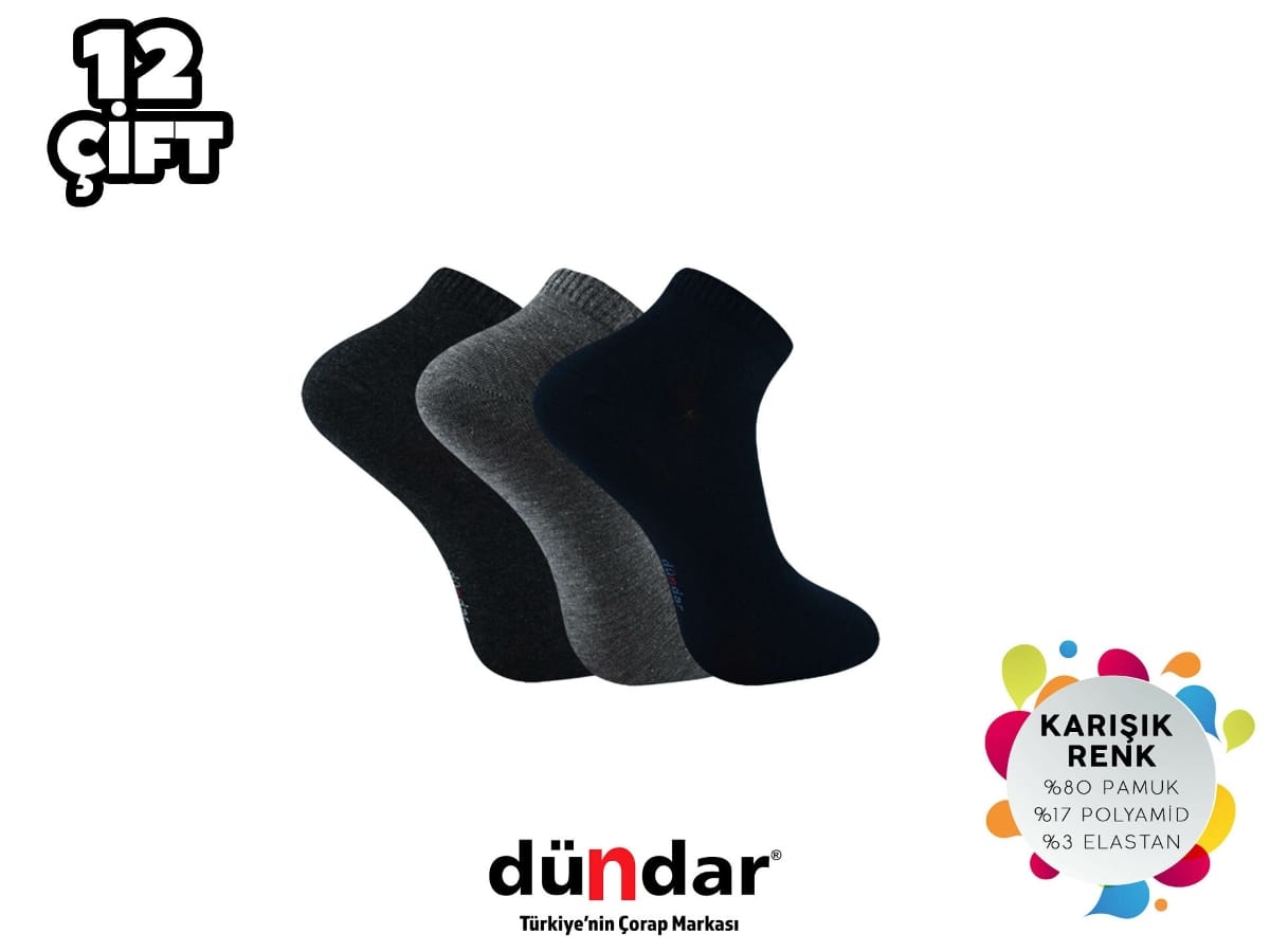 Dikişsiz Yapı ve Pamuklu Erkek Patik Çorap Dündar 0300 - Asorti
